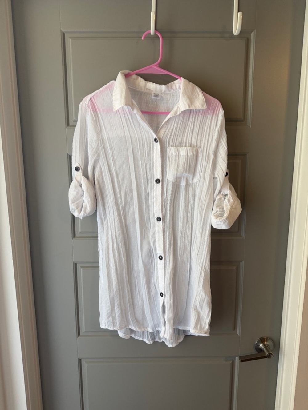 Classic White Roll-Sleeve Button-Down Shirt